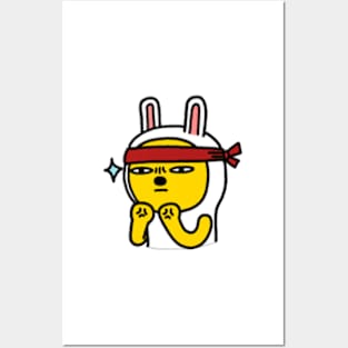 KakaoTalk Friends Muzi (무지) Red Sweat Band Holding Fist Posters and Art